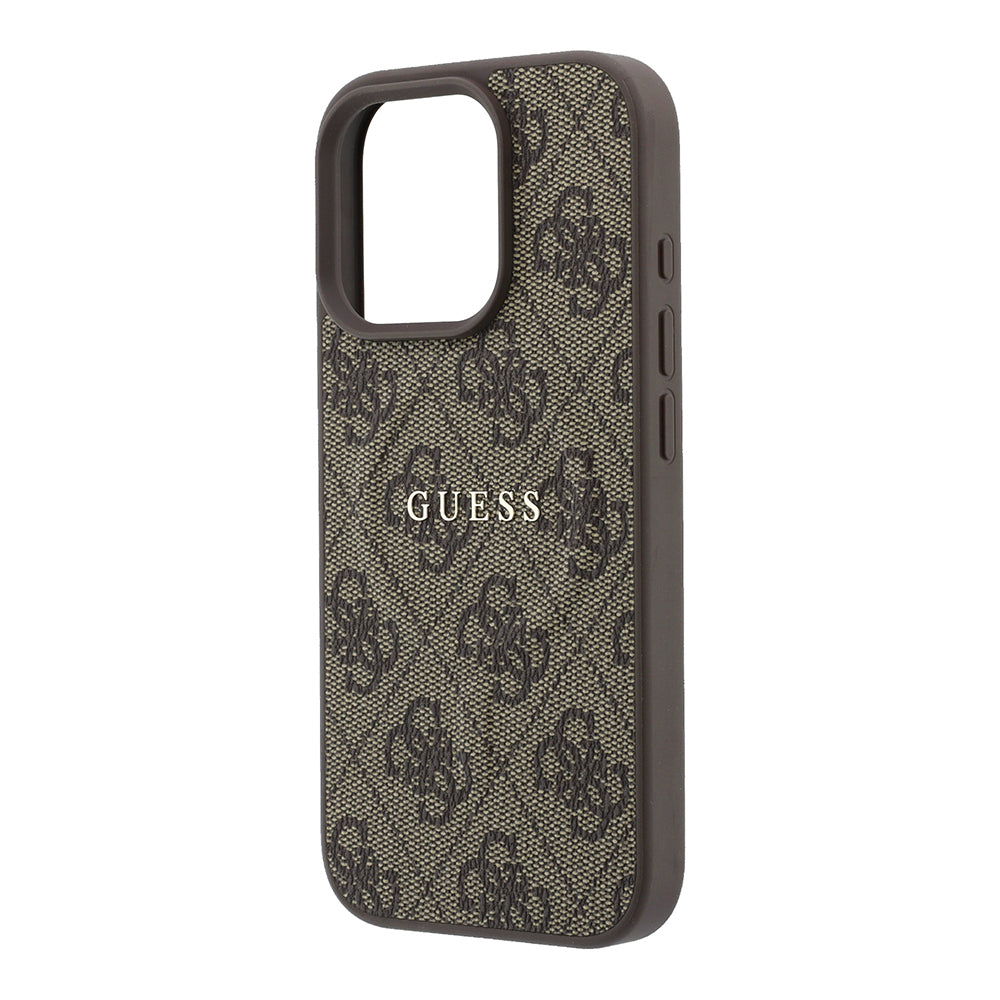 Apple iPhone 16 Pro Kılıf Guess Orjinal Lisanslı M-safe Kabartmalı 4G Desenli Yazı Logolu Kapak