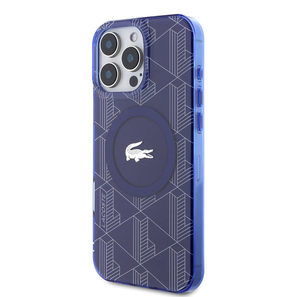 iPhone 16 Pro Kılıf Lacoste Orjinal Lisanslı Magsafe Şarj Özellikli IML Baskılı Gümüş Timsah Logolu Monogram Kılıf Yeşil