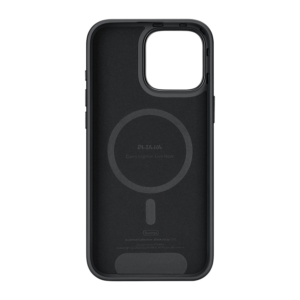 Apple iPhone 16 Pro Kılıf M-safe Şarj Özellikli Aramid Karbon Fiber Pitaka Military-Grade Classic Serisi New Logo Black-Grey Twill Kapak