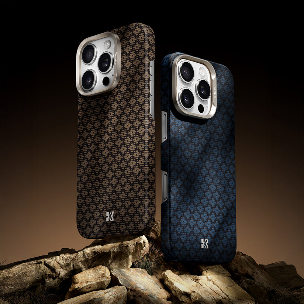 Apple iPhone 16 Pro Kılıf M-Safe Şarj Özellikli Benks ArmorAir ArmorGrid Serisi Kevlar Kapak Siyah