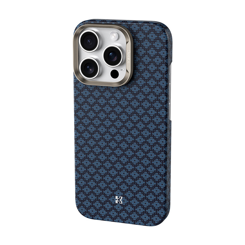 Apple iPhone 16 Pro Kılıf M-Safe Şarj Özellikli Benks ArmorAir ArmorGrid Serisi Kevlar Kapak Mavi