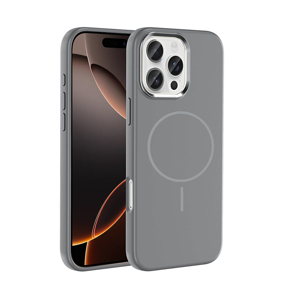 Apple iPhone 16 Pro Kılıf M-Safe Şarj Özellikli Metal Kamera Çerçeveli Zore Edi Silikon Kapak