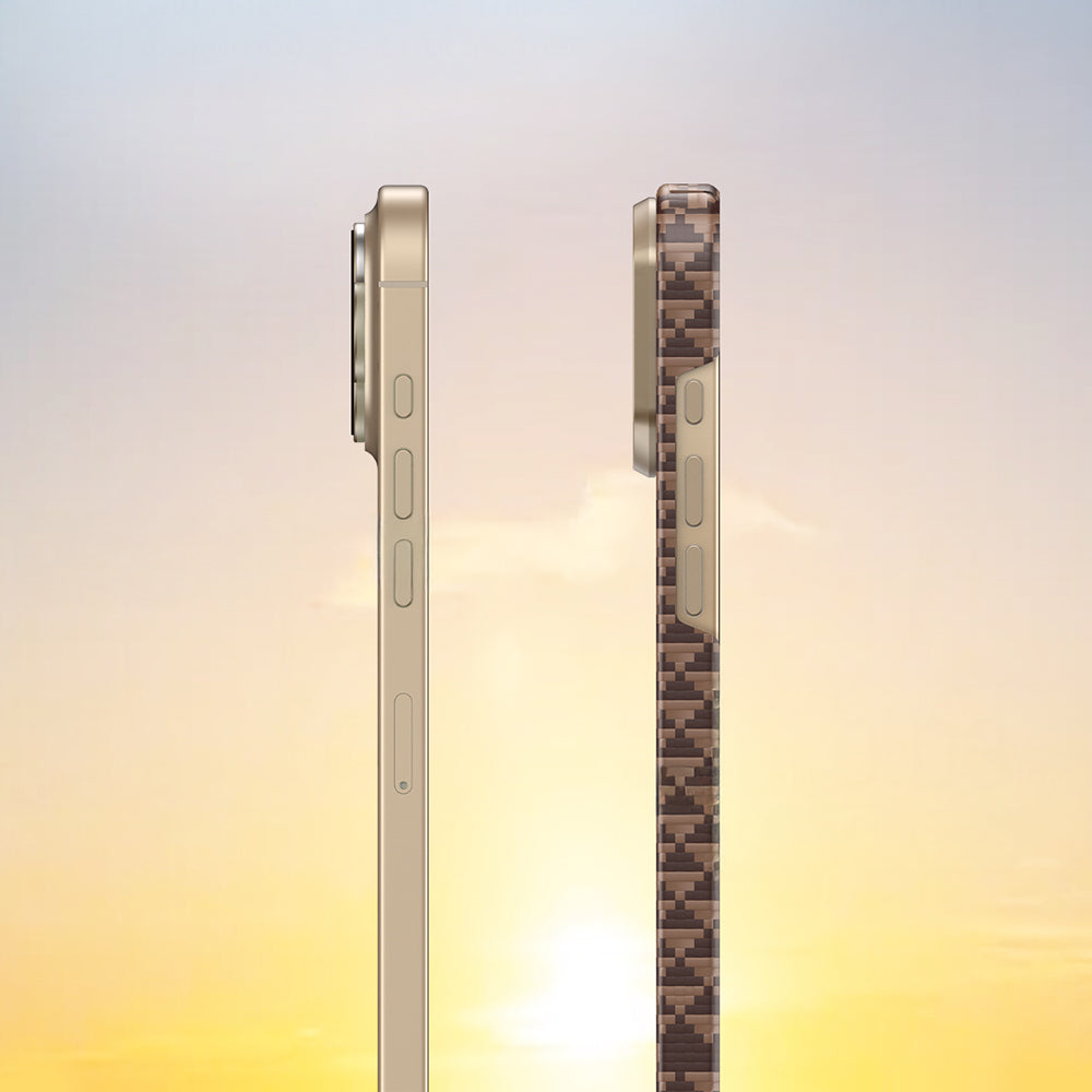 Apple iPhone 16 Pro Kılıf M-safe Şarj Özellikli Raptic Aramid Skin Origin Serisi Kapak Kahverengi