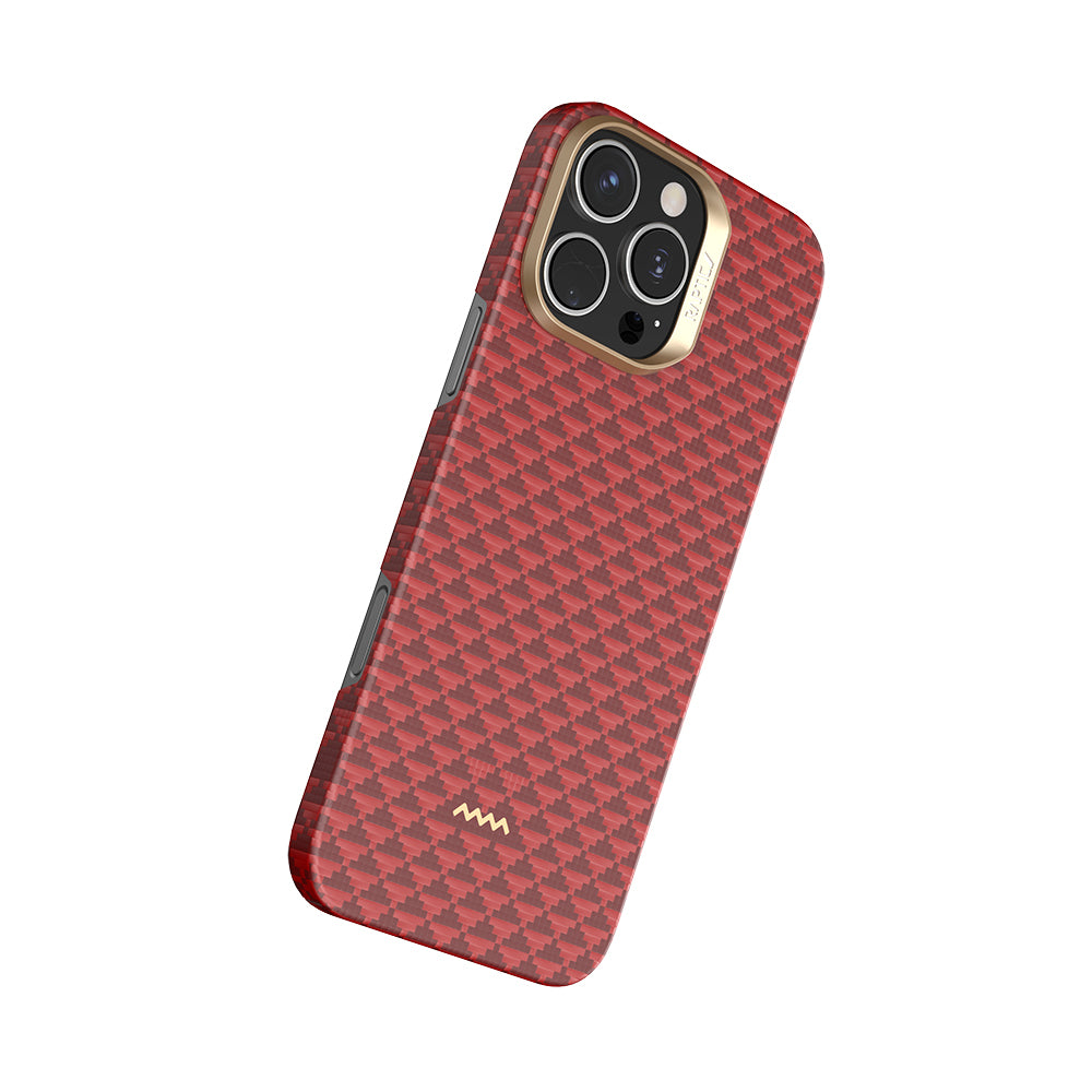 Apple iPhone 16 Pro Kılıf M-safe Şarj Özellikli Raptic Aramid Skin Origin Serisi Kapak Kırmızı