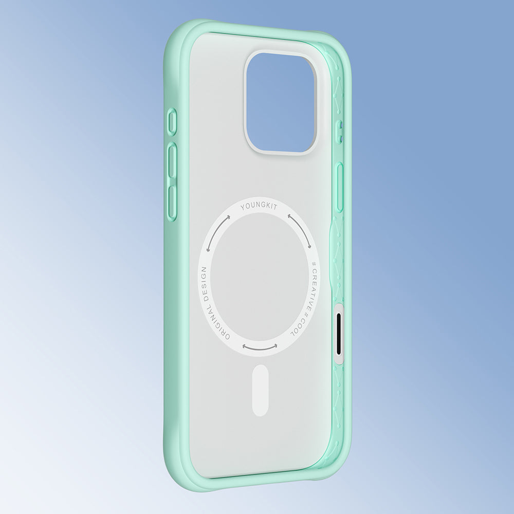 Apple iPhone 16 Pro Kılıf M-safe Şarj Özellikli Youngkit Macaroon Serisi Kapak Beyaz