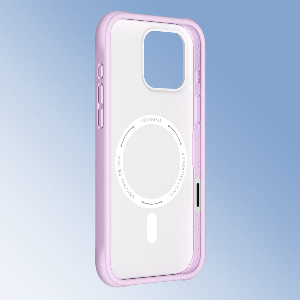 Apple iPhone 16 Pro Kılıf M-safe Şarj Özellikli Youngkit Macaroon Serisi Kapak Pembe