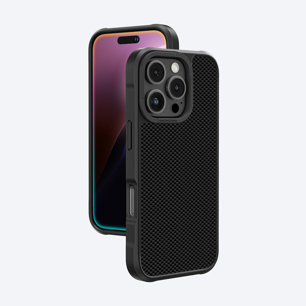 iPhone 16 Pro Kılıf Magsafe Şarj Özellikli 600D Aramid Fiber Amazingthing Titan Max Serisi Kılıf Siyah