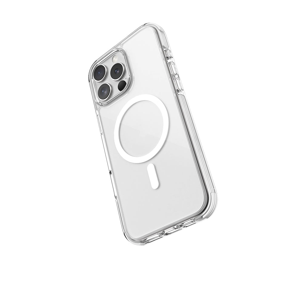 Apple iPhone 16 Pro Kılıf M-safe Şarj Özellikli Airbag Tasarımlı Raptic Clear Serisi Şeffaf Kapak Beyaz