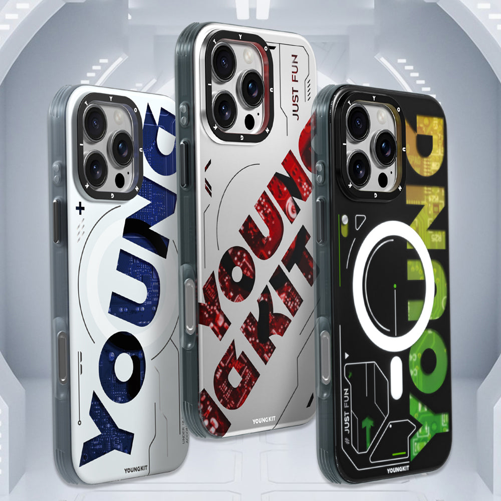 iPhone 16 Pro Kılıf Magsafe Şarj Özellikli Airbagli Çift Katmanlı Youngkit Future Serisi Kılıf Yeşil