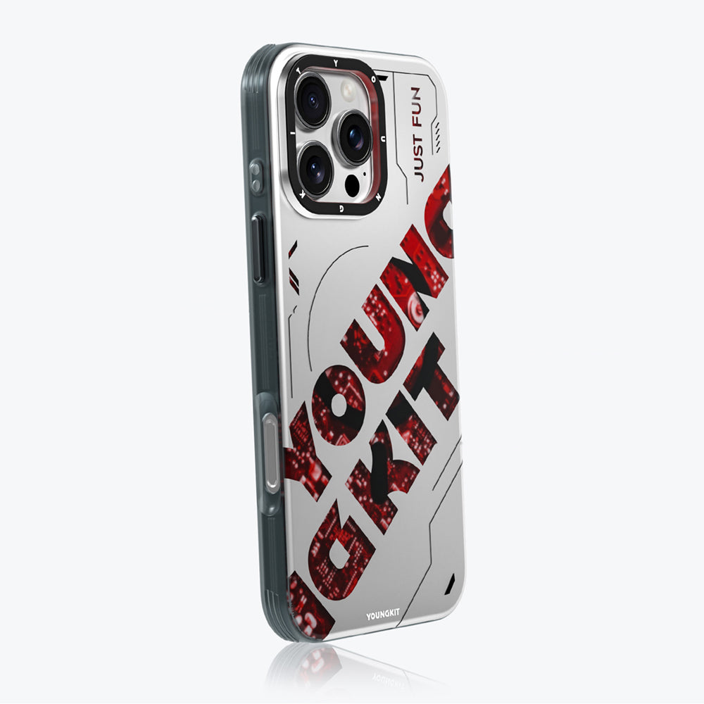 iPhone 16 Pro Kılıf Magsafe Şarj Özellikli Airbagli Çift Katmanlı Youngkit Future Serisi Kılıf Kırmızı