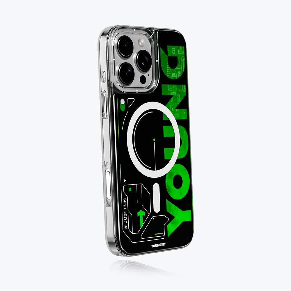 iPhone 16 Pro Kılıf Magsafe Şarj Özellikli Airbagli Çift Katmanlı Youngkit Future Streamer Serisi Kılıf Yeşil