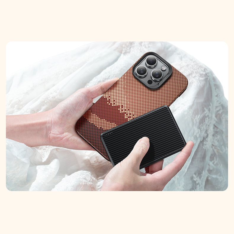 iPhone 16 Pro Kılıf Magsafe Şarj Özellikli Benks GoldenTide ArmorAir 600D Kevlar Kılıf Gold