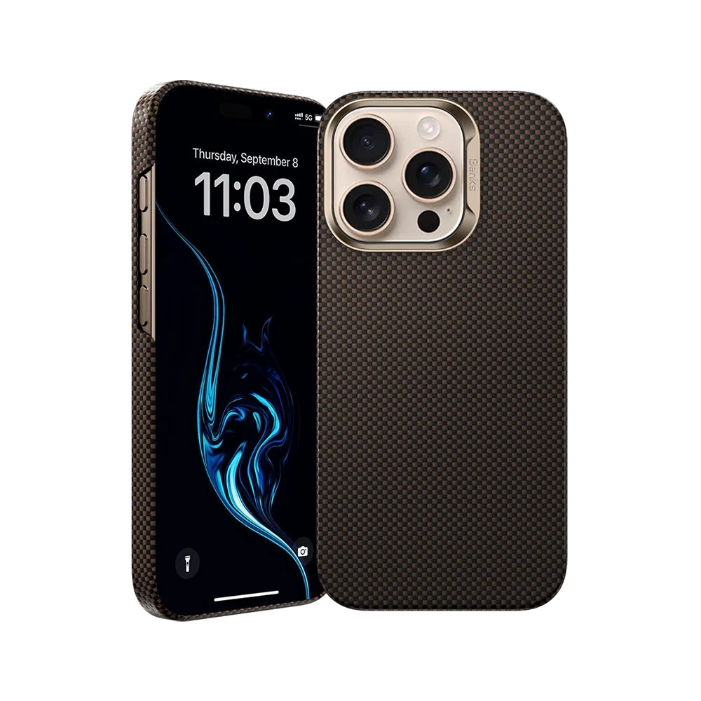 iPhone 16 Pro Kılıf Magsafe Şarj Özellikli Benks Yeni Seri ArmorTint ArmorAir Kevlar Kılıf Gold