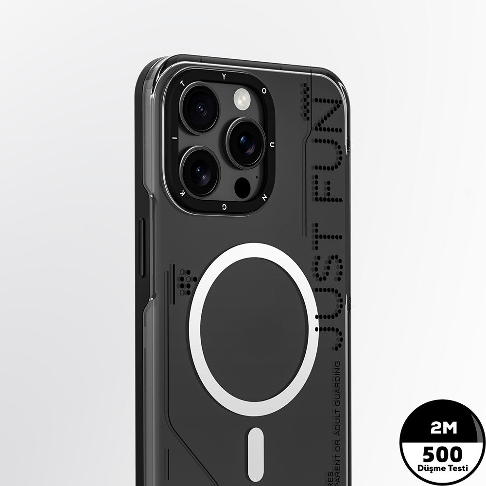 iPhone 16 Pro Kılıf Magsafe Şarj Özellikli Çıkarılabilir Arka Yüzeyli Youngkit Mecha Kılıf Siyah