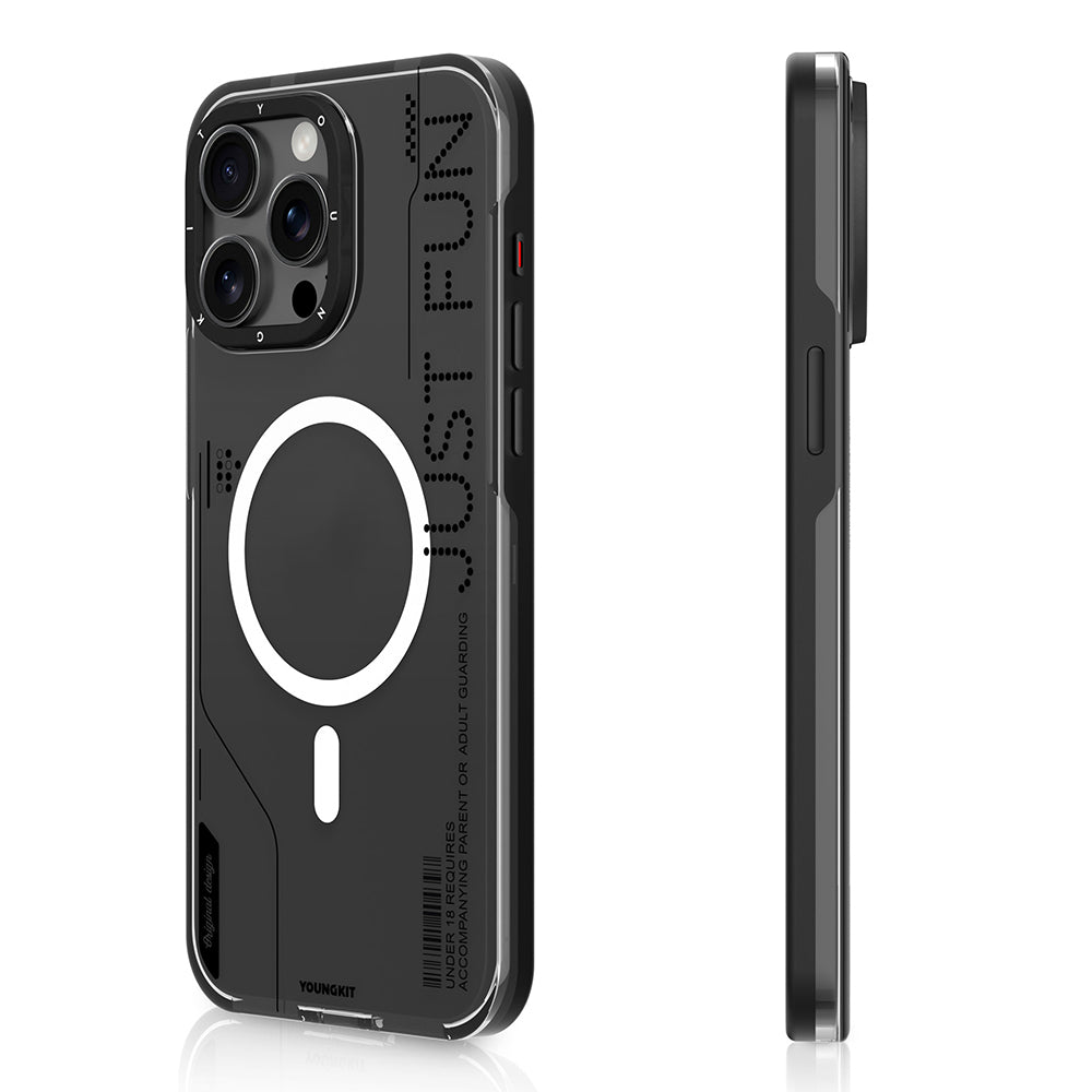 iPhone 16 Pro Kılıf Magsafe Şarj Özellikli Çıkarılabilir Arka Yüzeyli Youngkit Mecha Kılıf Siyah