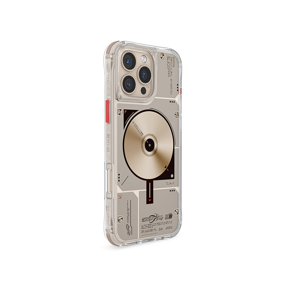 iPhone 16 Pro Kılıf Magsafe Şarj Özellikli Disk Desenli Airbag Tasarımlı Skinarma Nova Kılıf Şeffaf