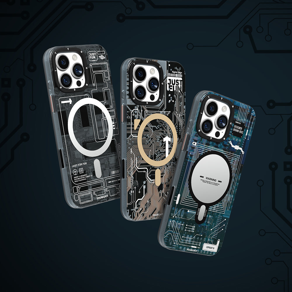 Apple iPhone 16 Pro Kılıf M-safe Şarj Özellikli Kamera Denetim Butonlu Youngkit Technology Serisi Kapak Gold