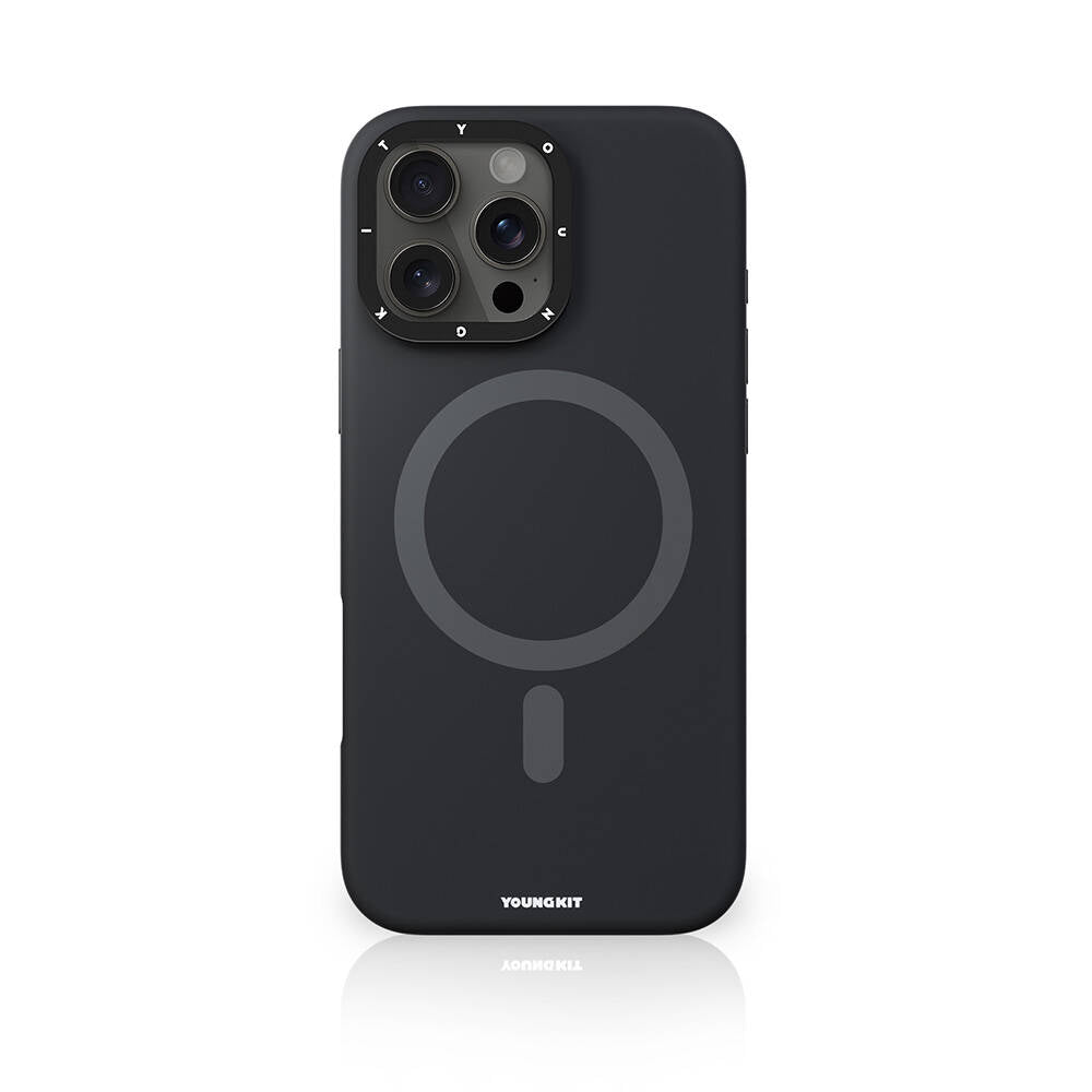 iPhone 16 Pro Kılıf Magsafe Şarj Özellikli Kamera Standlı Youngkit Bitty Cream Kılıf Siyah