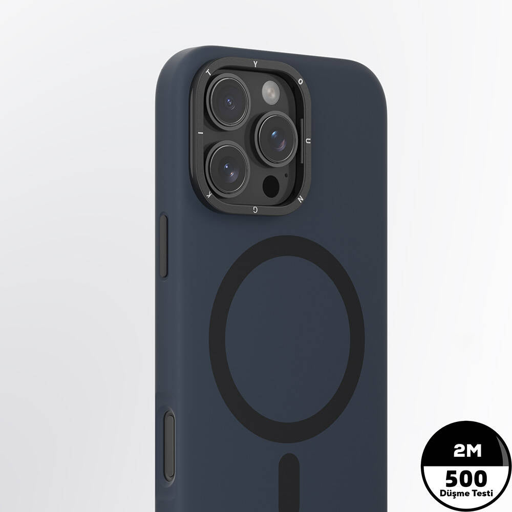 iPhone 16 Pro Kılıf Magsafe Şarj Özellikli Kamera Standlı Youngkit Bitty Cream Kılıf Siyah