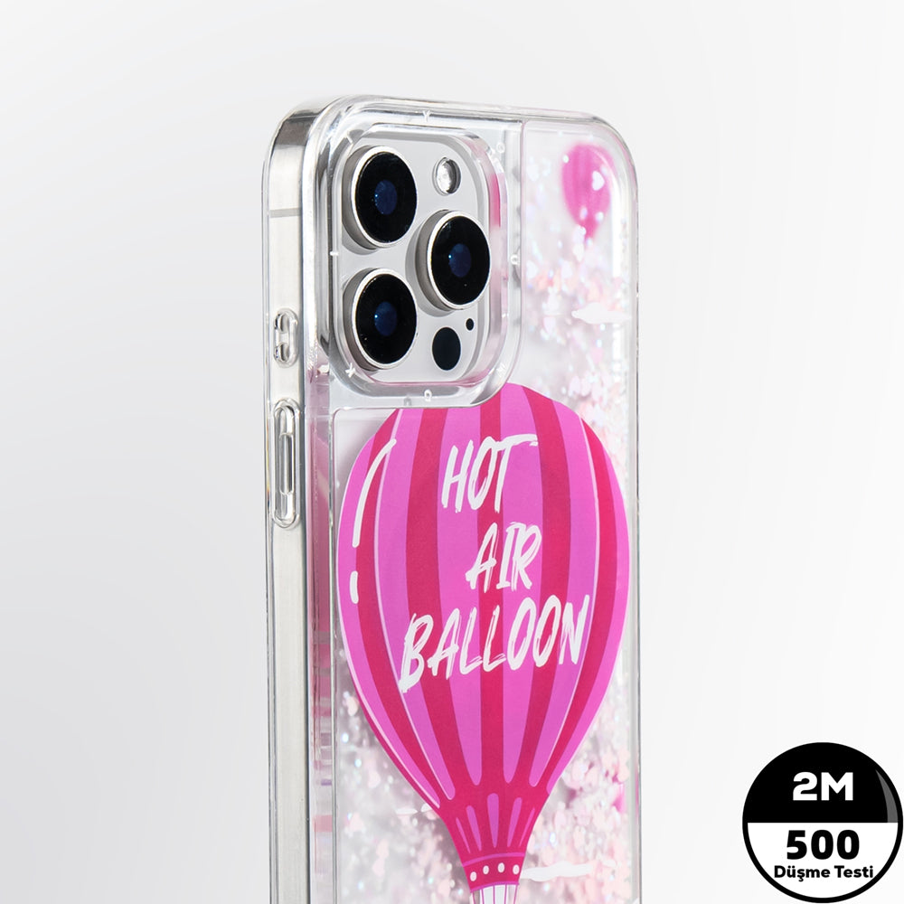 iPhone 16 Pro Kılıf Magsafe Şarj Özellikli Parlak Kumlu Sıvılı Youngkit Pink Dream Quicksand Serisi Kılıf Pembe