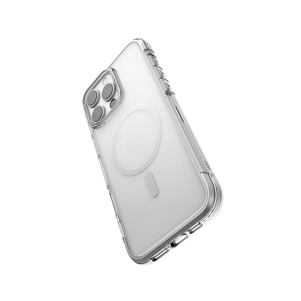 Apple iPhone 16 Pro Kılıf M-safe Şarj Özellikli Raptic Air Serisi Airbag Tasarımlı Metal Köşelikli Şeffaf Kapak Siyah