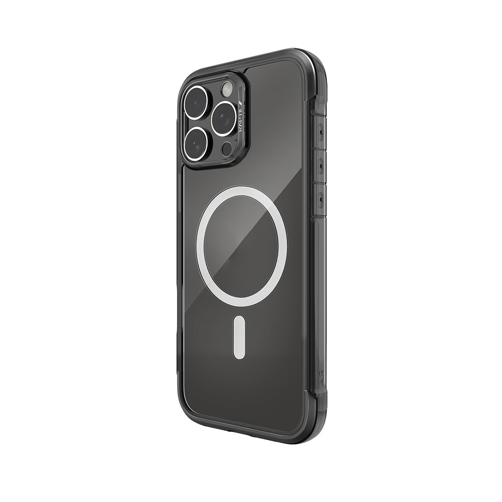 Apple iPhone 16 Pro Kılıf M-safe Şarj Özellikli Raptic Air Serisi Airbag Tasarımlı Metal Köşelikli Şeffaf Kapak Siyah