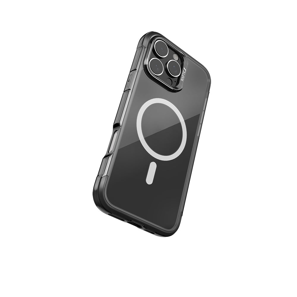 Apple iPhone 16 Pro Kılıf M-safe Şarj Özellikli Raptic Air Serisi Airbag Tasarımlı Metal Köşelikli Şeffaf Kapak Gümüş