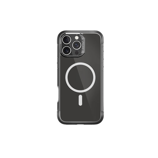 Apple iPhone 16 Pro Kılıf M-safe Şarj Özellikli Raptic Air Serisi Airbag Tasarımlı Metal Köşelikli Şeffaf Kapak Siyah