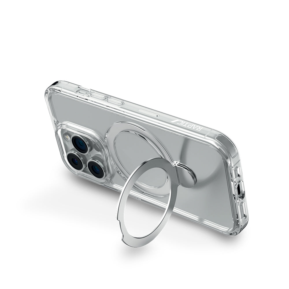 Apple iPhone 16 Pro Kılıf M-safe Şarj Özellikli Raptic Air Stand Serisi Buzlu Transparan Tasarımlı Standlı Kapak Şeffaf