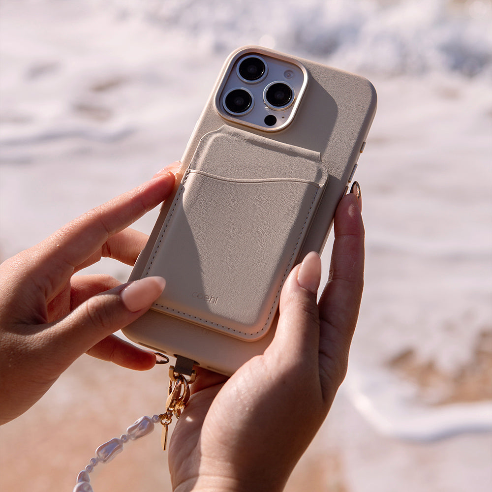 iPhone 16 Pro Kılıf Magsafe Şarj Özellikli Soft Arka Yüzey Askı İpli Coehl Muse Kılıf Kum Pembe