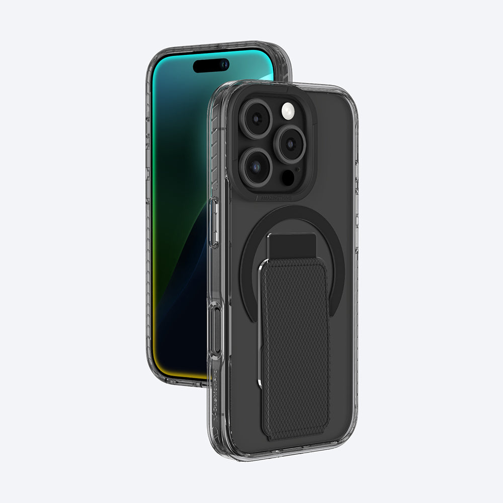 iPhone 16 Pro Kılıf Magsafe Şarj Özellikli Standlı Amazingthing Titan Pro Plus Kılıf Siyah