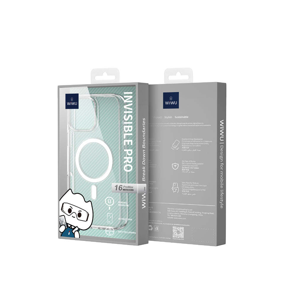 iPhone 16 Pro Kılıf Magsafe Şarj Özellikli Wiwu YXK-207 Invisible Pro Sert PC Kılıf Şeffaf