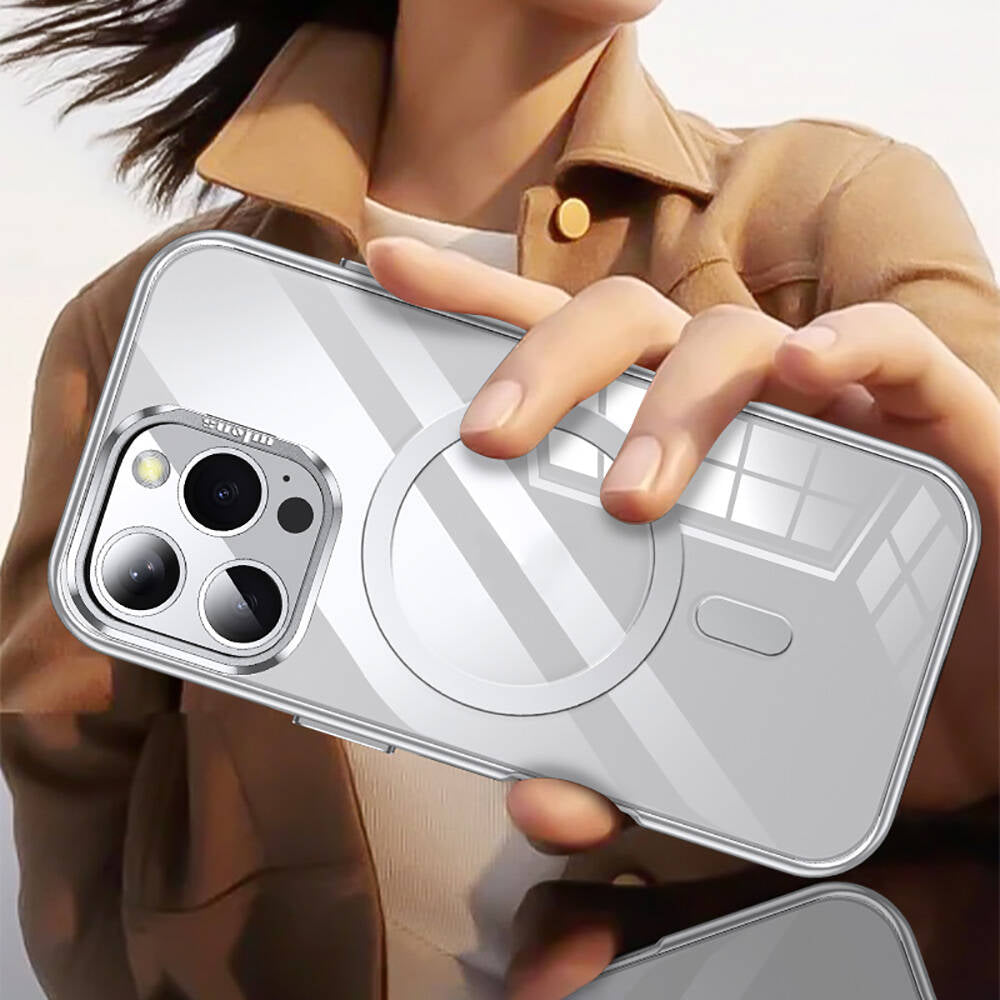 iPhone 16 Pro Kılıf Magsafe Şarj Özellikli Wlons Standlı Efsane Kılıf Siyah