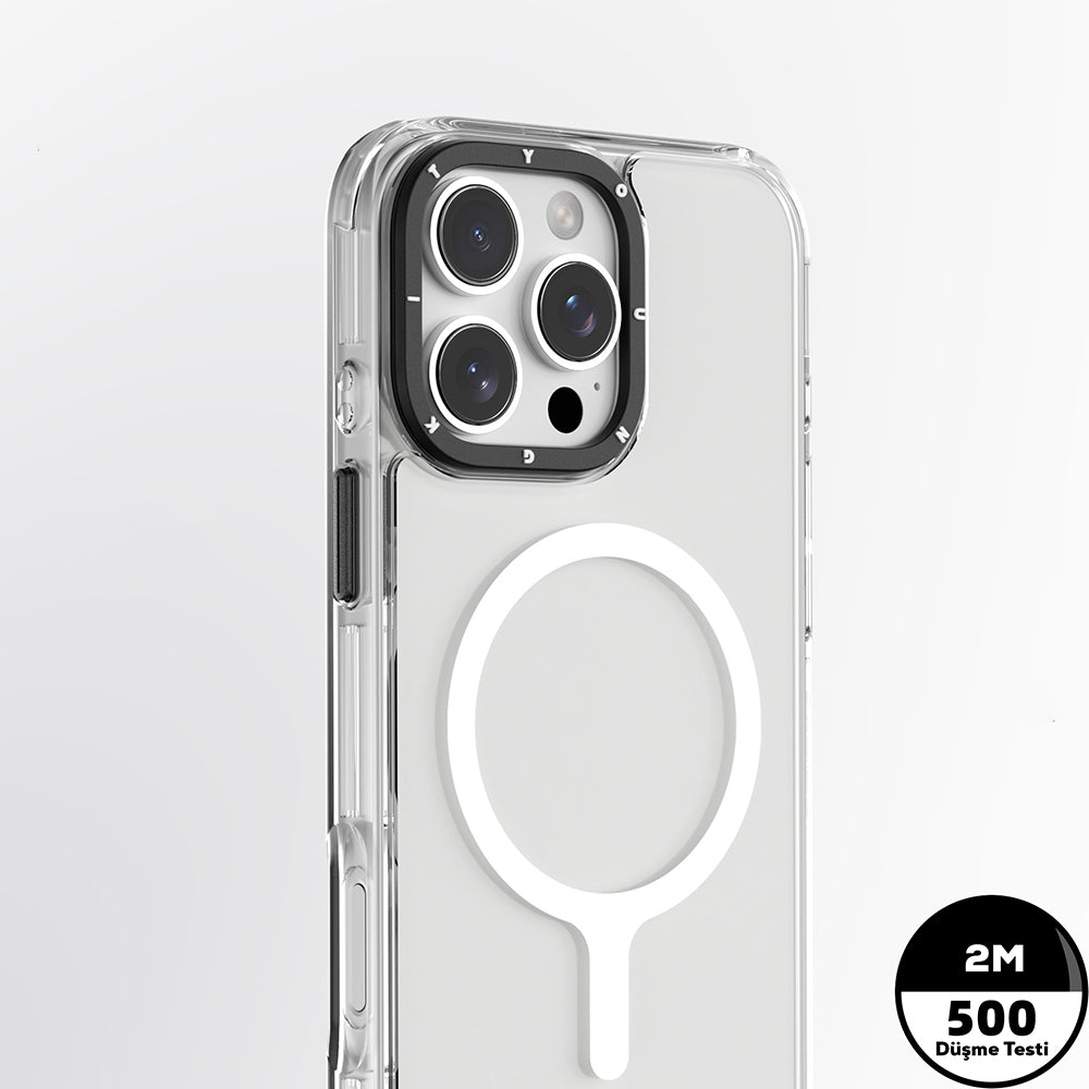 iPhone 16 Pro Kılıf Magsafe Şarj Özellikli YoungKit Crystal Color Serisi Kılıf Şeffaf