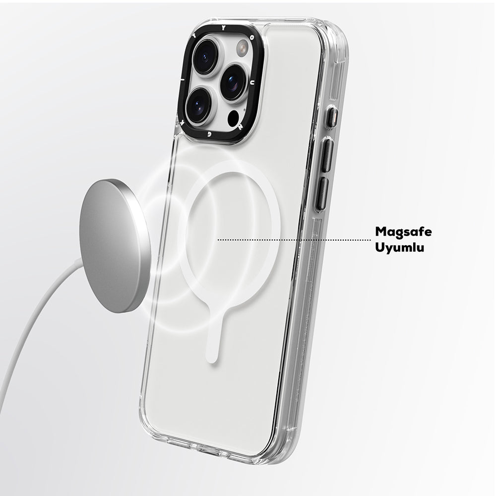 iPhone 16 Pro Kılıf Magsafe Şarj Özellikli YoungKit Crystal Color Serisi Kılıf Gri