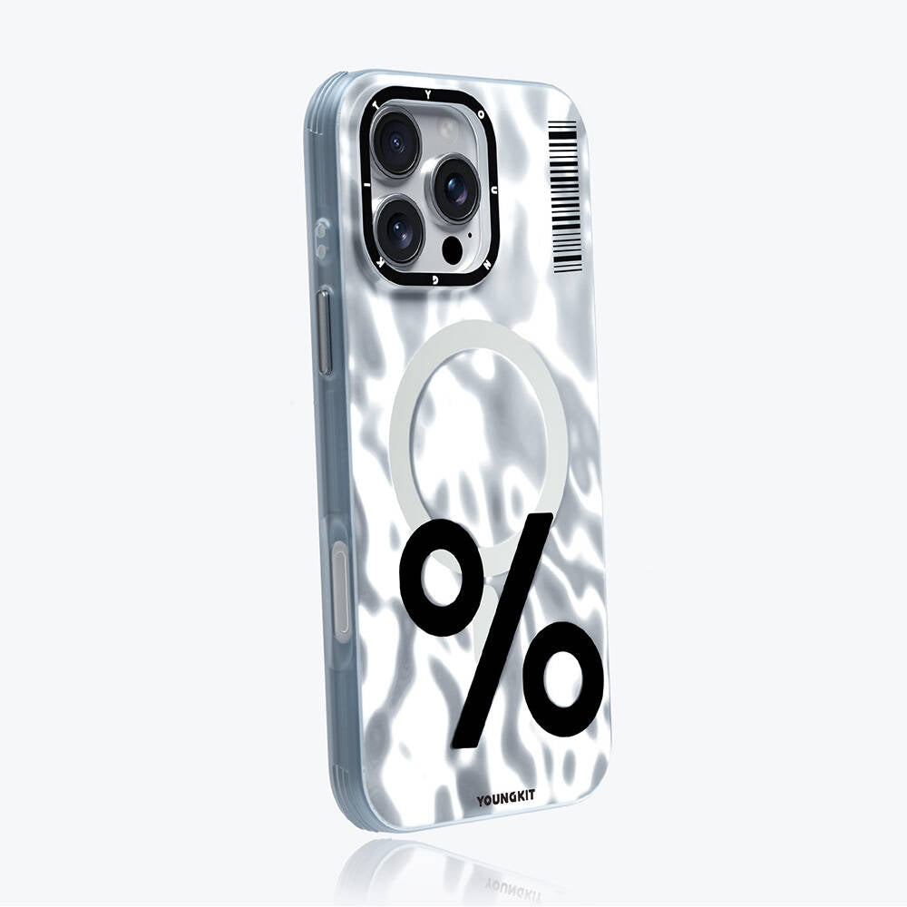 iPhone 16 Pro Kılıf Magsafe Şarj Özellikli Youngkit Mathematical Serisi Kılıf Gümüş