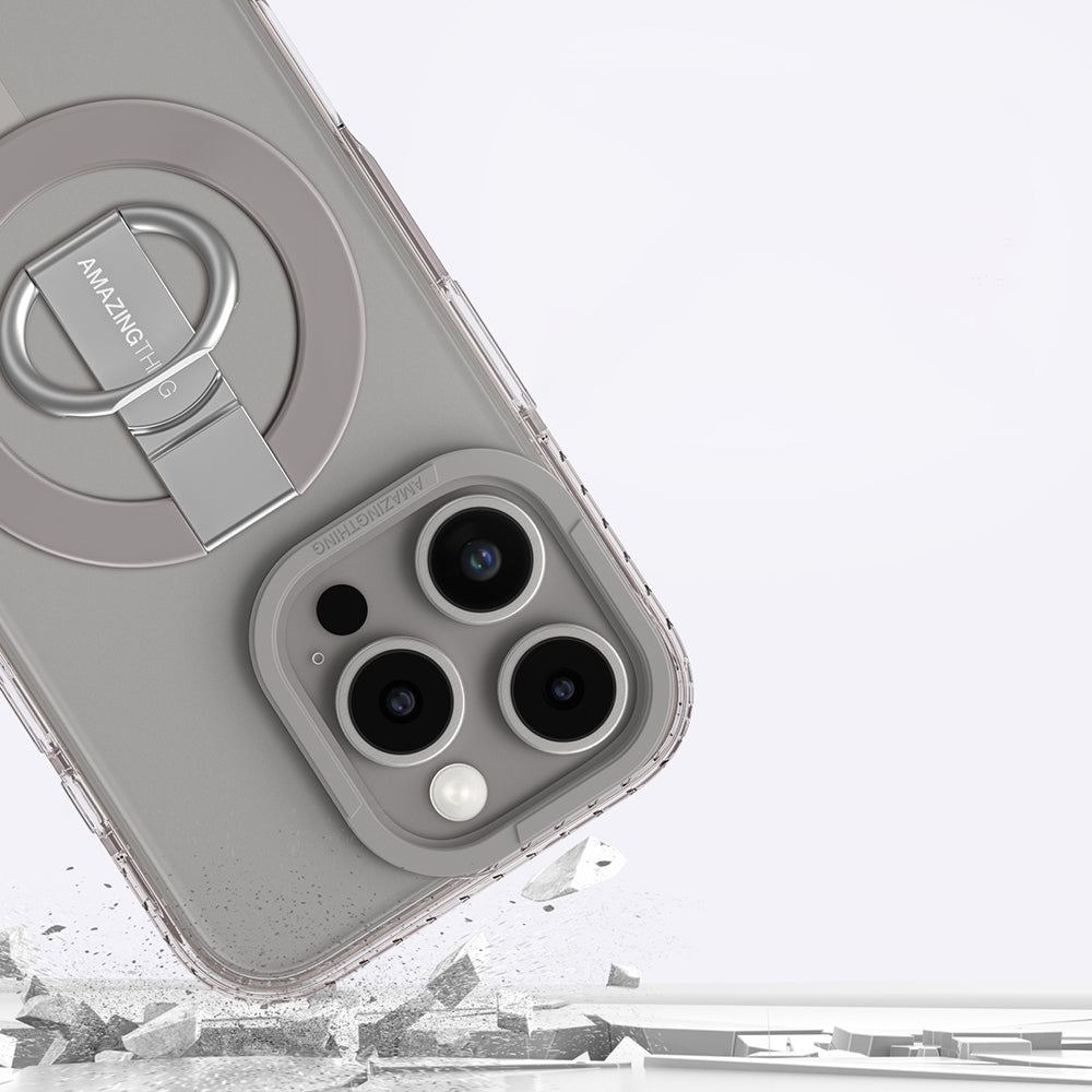 iPhone 16 Pro Kılıf Magsafe Şarj Özellikli Yüzük Standlı Amazingthing Titan Pro Serisi Kılıf Siyah