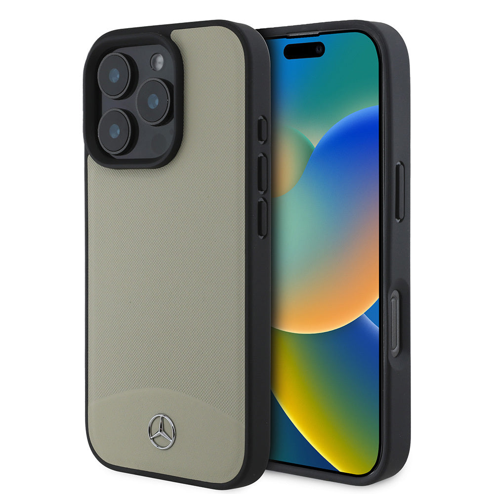 iPhone 16 Pro Kılıf Mercedes Benz Orjinal Lisanslı Magsafe Şarj Özellikli Dokulu ve Düz Deri Kılıf Siyah