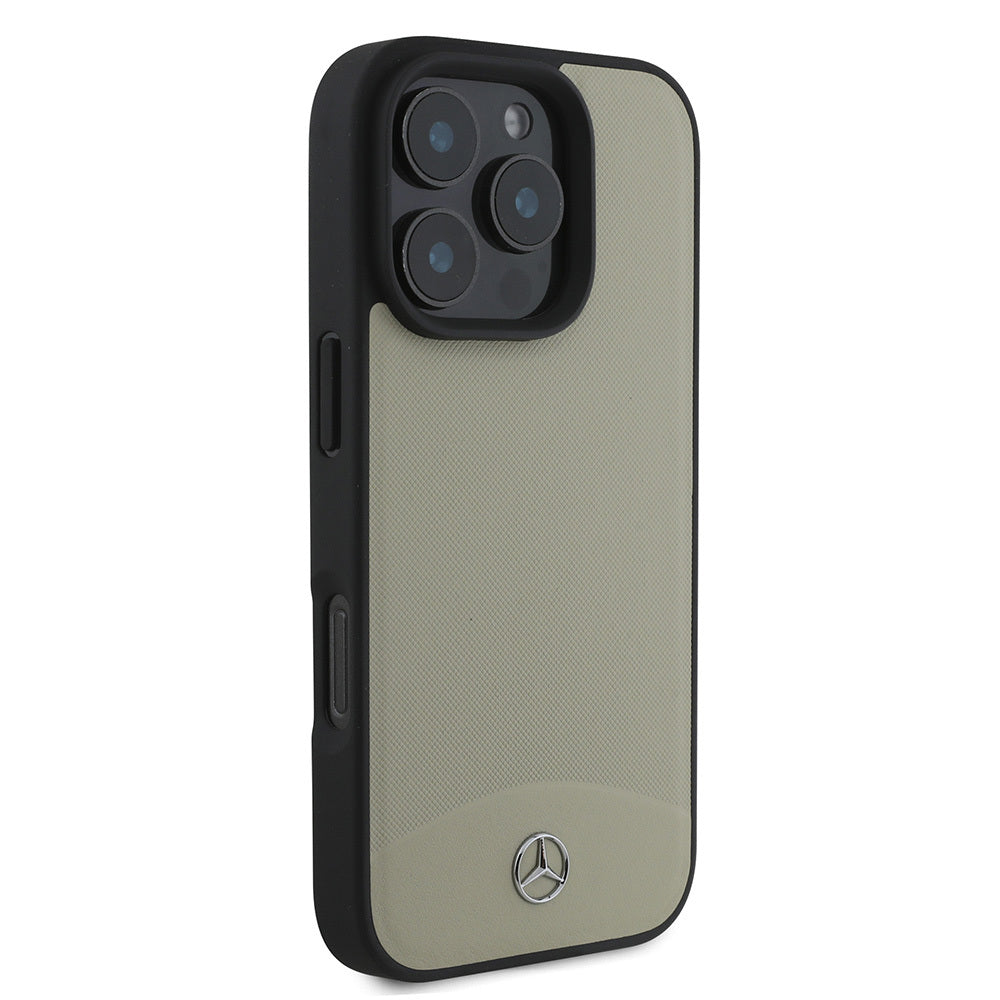 iPhone 16 Pro Kılıf Mercedes Benz Orjinal Lisanslı Magsafe Şarj Özellikli Dokulu ve Düz Deri Kılıf Bej