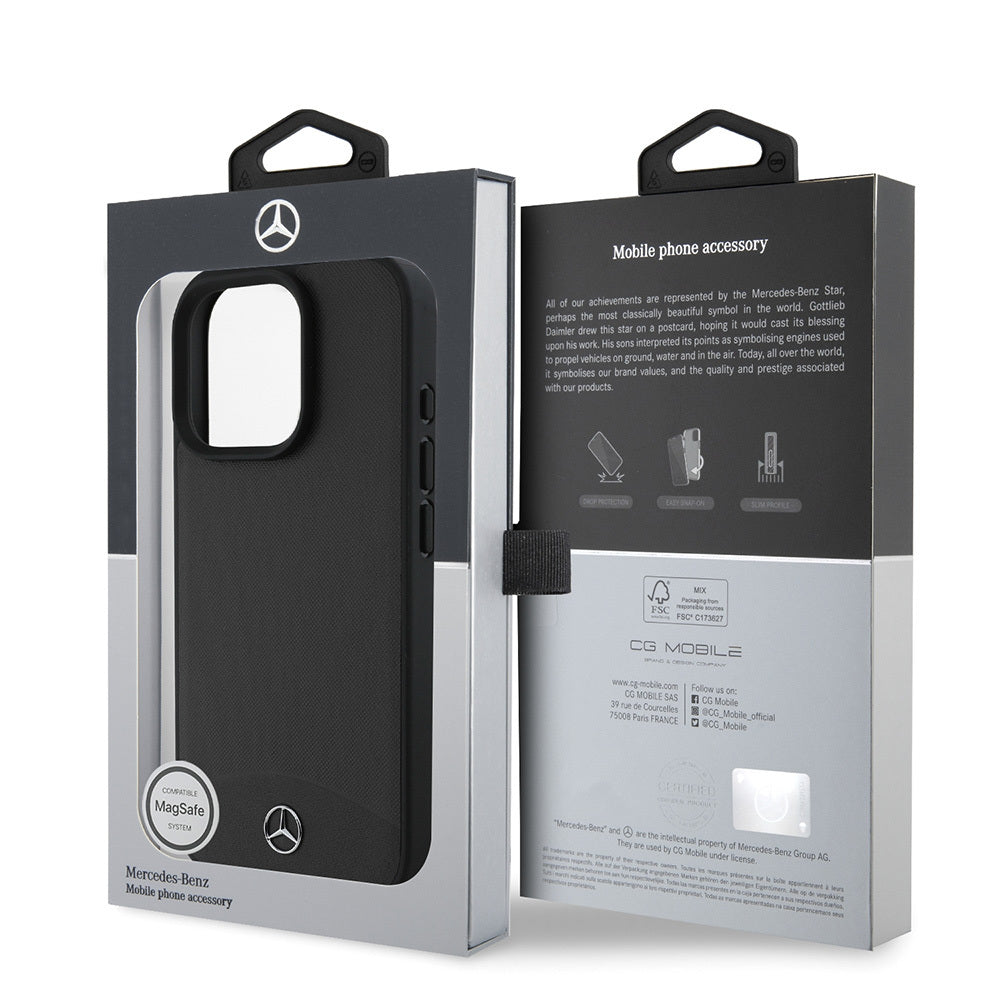 iPhone 16 Pro Kılıf Mercedes Benz Orjinal Lisanslı Magsafe Şarj Özellikli Dokulu ve Düz Deri Kılıf Bej