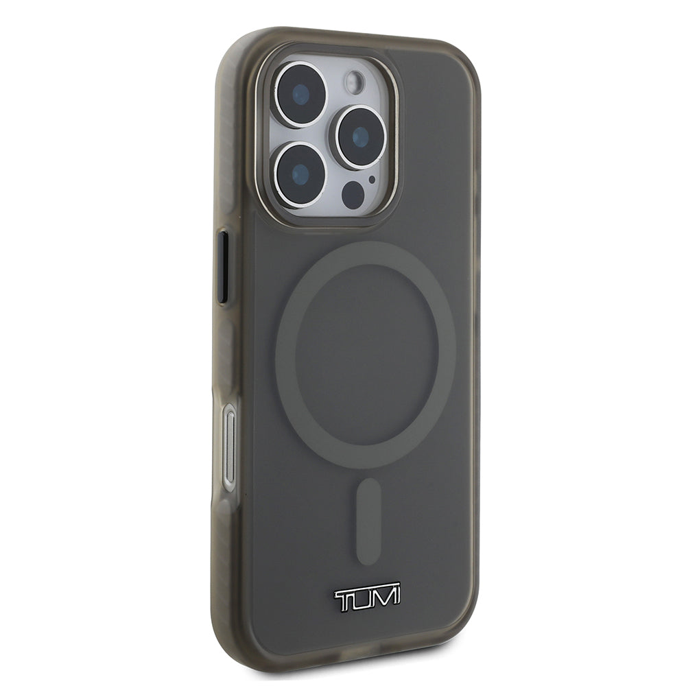 iPhone 16 Pro Kılıf TUMI Orjinal Lisanslı Magsafe Şarj Özellikli Airbagli Buzlu Transparan Kılıf Siyah
