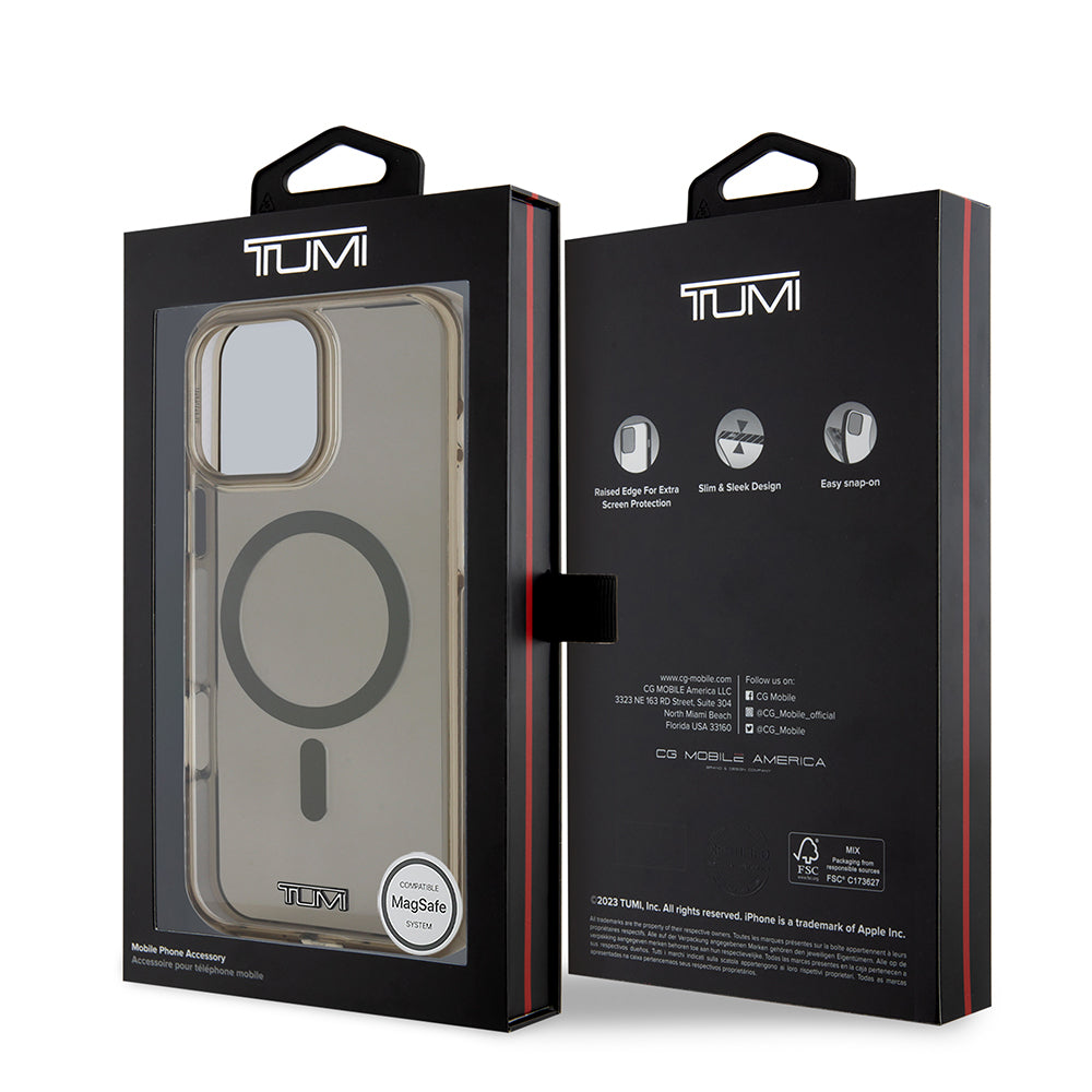 iPhone 16 Pro Kılıf TUMI Orjinal Lisanslı Magsafe Şarj Özellikli Airbagli Transparan Kılıf Siyah
