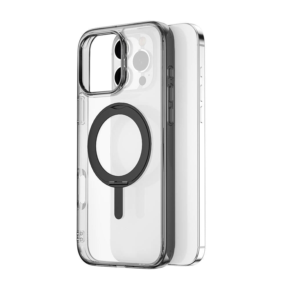 iPhone 16 Pro Kılıf Wiwu MCC-201 iShield Ultra Serisi Magsafe Şarj Özellikli Standlı Crystal Sert PC Kılıf Siyah