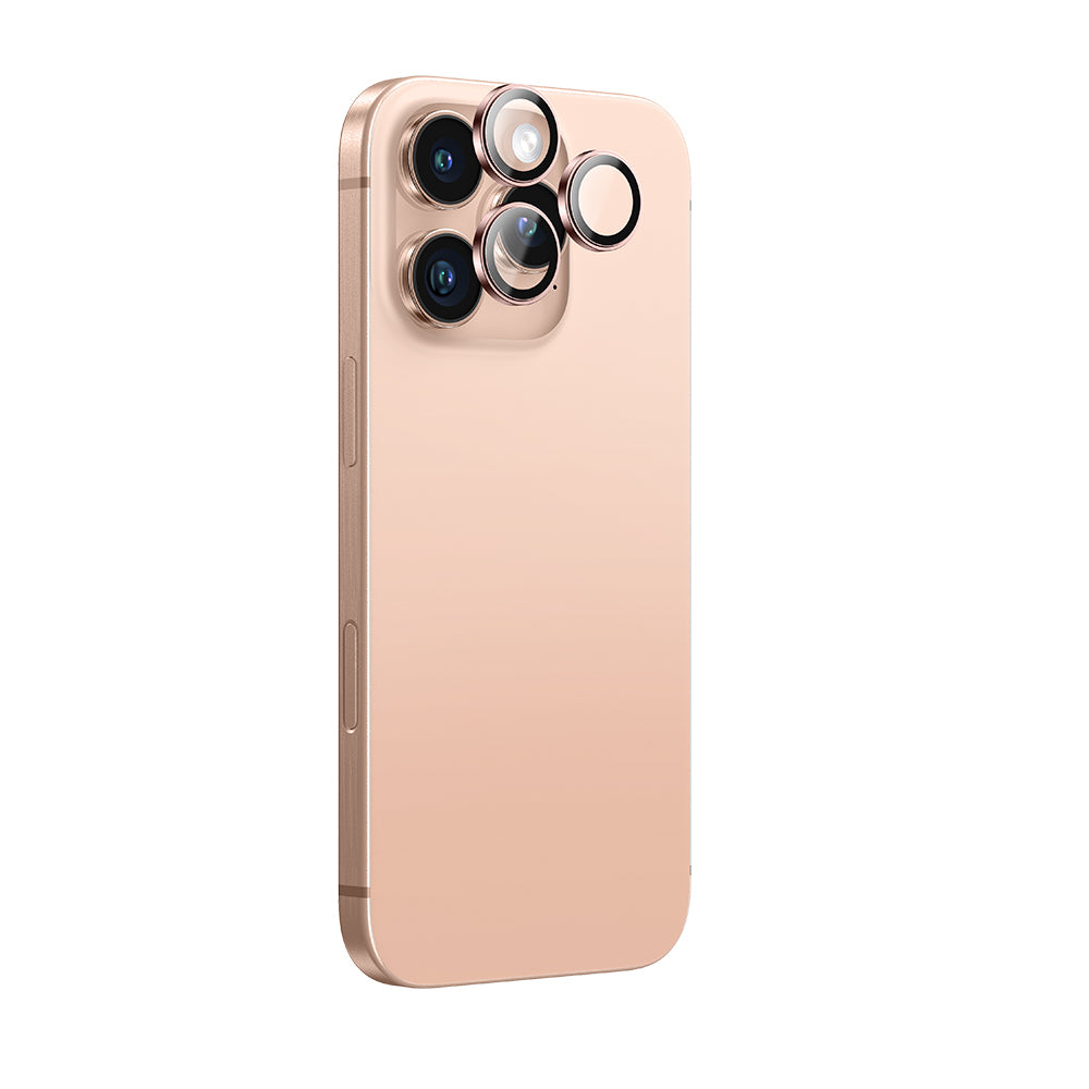 Apple iPhone 16 Pro Max Amazingthing Anti Reflective Kamera Lens Koruyucu + Kolay Uygulama Aparatlı Rose Gold