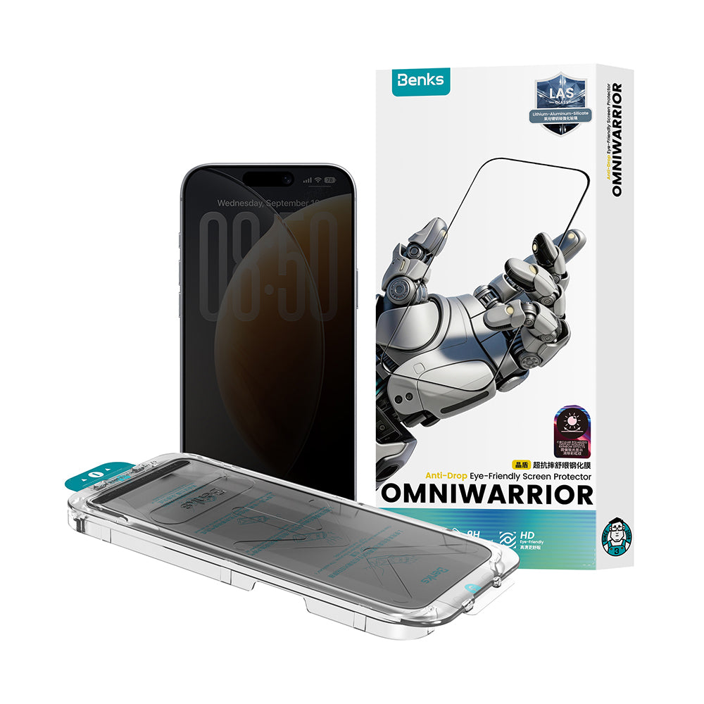 Apple iPhone 16 Pro Max Benks OmniWarrior Privacy Cam Ekran Koruyucu + Kolay Uygulama Aparatlı