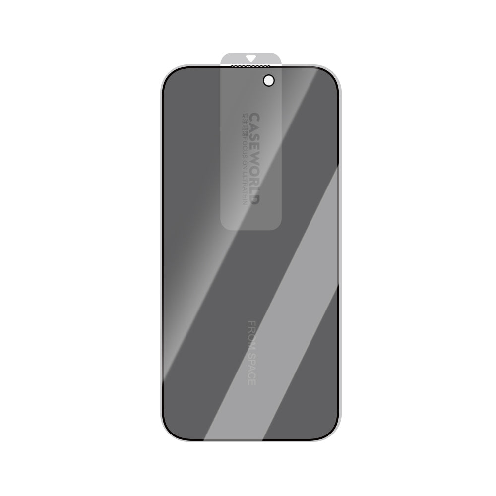 Apple iPhone 16 Pro Max CaseWorld Crystal Shadow Serisi 0.15mm 3D Privacy Temperli Cam Ekran Koruyucu Siyah