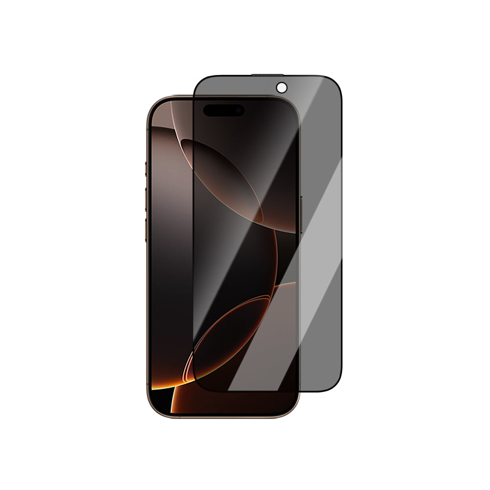 Apple iPhone 16 Pro Max CaseWorld Crystal Shadow Serisi 0.15mm 3D Privacy Temperli Cam Ekran Koruyucu Siyah