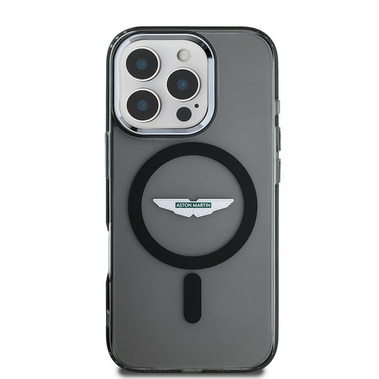 Apple iPhone 16 Pro Max Kılıf Aston Martin Orjinal Lisanslı M-safe Şarj Özellikli IML Baskı Logolu Buzlu Kapak