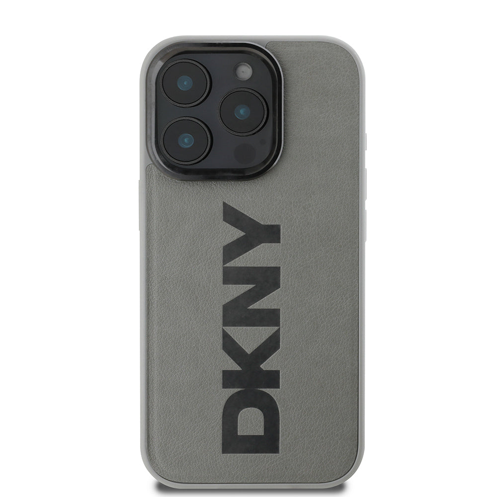 iPhone 16 Pro Max Kılıf DKNY Orjinal Lisanslı Magsafe Şarj Özellikli PU Deri Plain Kılıf Gri