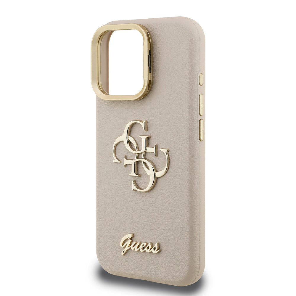 Apple iPhone 16 Pro Max Kılıf Guess Orjinal Lisanslı Grained Yazı Logolu Kamera Standlı Kapak Siyah